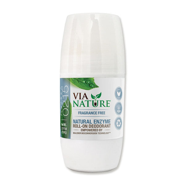 Via Nature Fragrance Free Natural Enzyme Roll On Deodorant 75ml