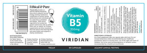 vitamin b5 pantothenic acid 350mg 30s