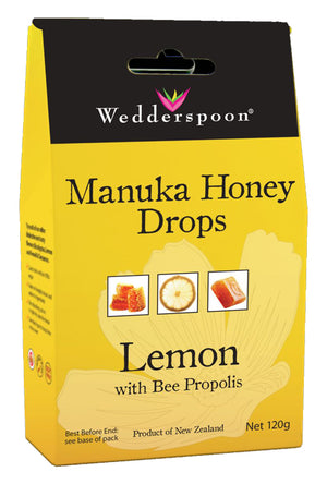 Wedderspoon Natural Manuka Honey Drops Lemon 120g