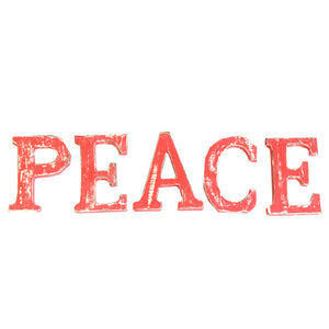 Shabby Chic Letters Red Wash - PEACE