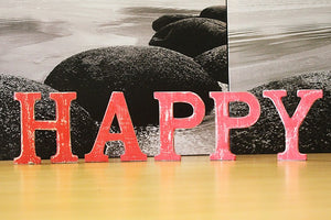 Shabby Chic Letters Red Wash  - HAPPY