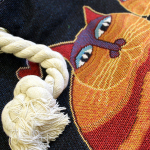 Rope Handle Bag - Two Cats