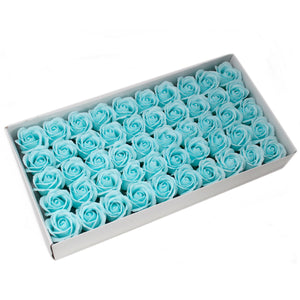 10 x Craft Soap Flowers - Med Rose - Baby Blue