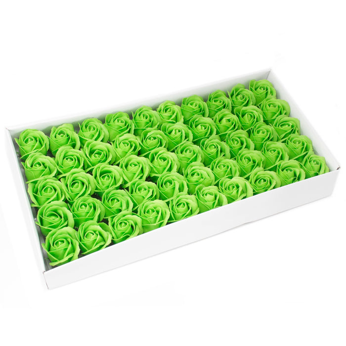 10 x Craft Soap Flowers - Med Rose - Green