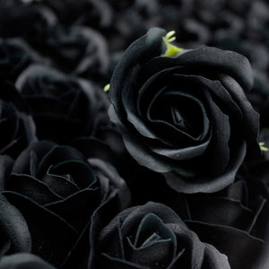 10 x Craft Soap Flowers - Med Rose - Black