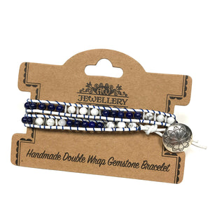 Double Wrap Bracelet - Navy Style with Lapis