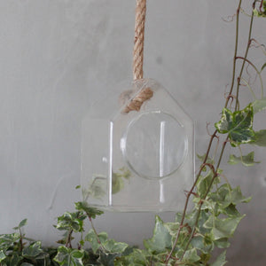All Glass Terrarium - Hanging House on Rope