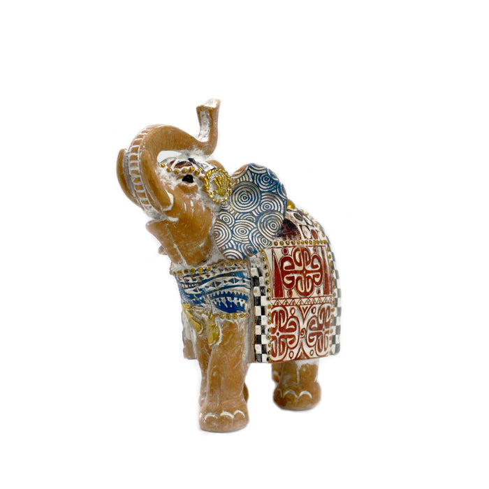 Thai Elephant - Good Luck - Terraccotta & Sky Blue 11 cm
