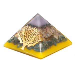 Lrg Organite Pyramid 70mm - Tree（gold base)