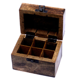 Aromatherapy Set - 6 Essential Oils and Carved Box