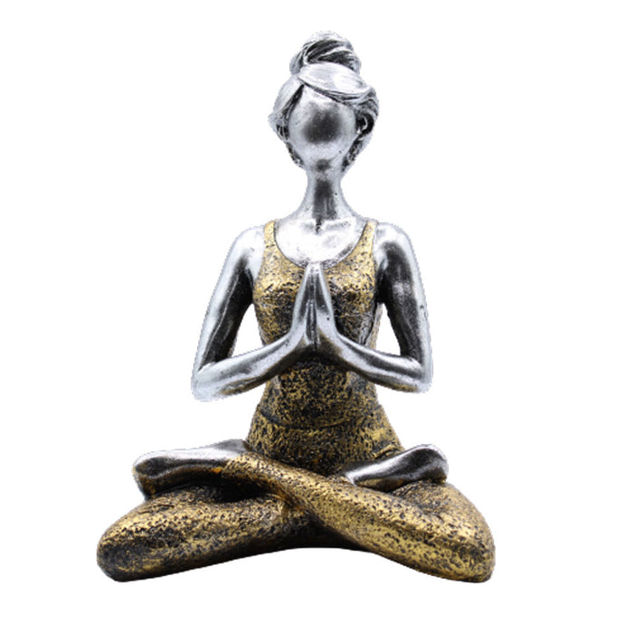 Yoga Lady Figure -  Silver & Gold 24cm