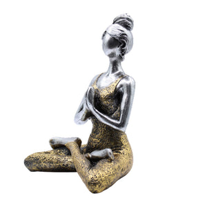 Yoga Lady Figure -  Silver & Gold 24cm