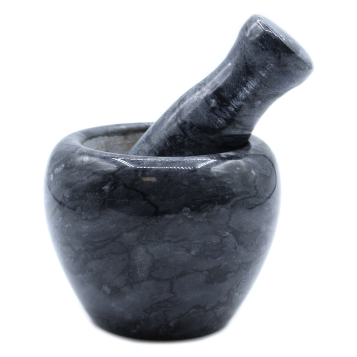 Medium Black Marble Pestle & Mortar - 8x10cm