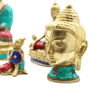 Brass Buddha Figure - Med Head - 8 cm