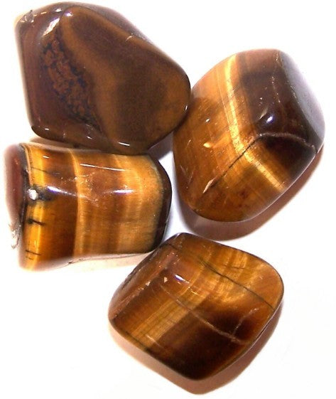 L Tumble Stones - Tiger Eye - Gold