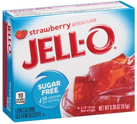 Jell-O Sugar Free Gelatin Dessert, Strawberry - 8.5 grams