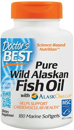 Doctor's Best Pure Wild Alaskan Fish Oil with AlaskOmega - 180 softgels