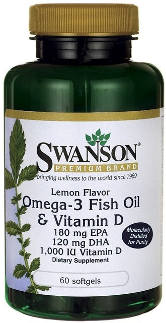 Swanson Omega-3 Fish Oil with Vitamin D - 60 softgels