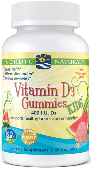 Nordic Naturals Vitamin D3 Gummies Kids, 400 IU Watermelon - 60 gummies