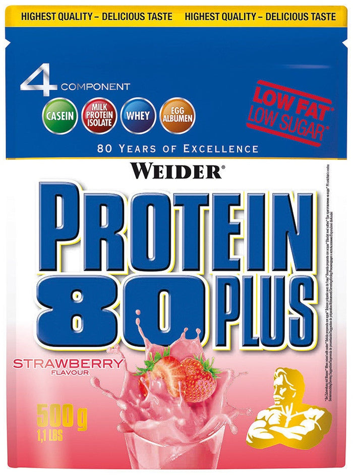 Weider Protein 80 Plus, Strawberry - 500 grams