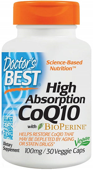 Doctor's Best High Absorption CoQ10 with BioPerine, 100mg - 30 vcaps