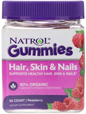 Natrol Hair, Skin & Nails Gummies, Raspberry - 90 gummies