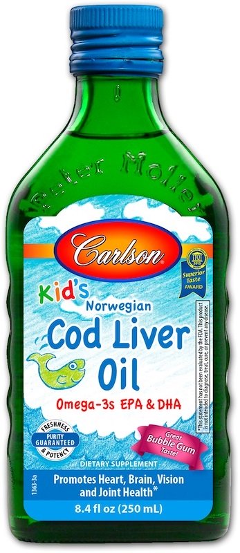 Carlson Labs Kid's Cod Liver Oil, 550mg Bubble Gum - 250 ml.