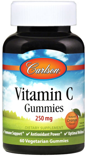 Carlson Labs Vitamin C Gummies, 250mg Natural Orange - 60 vegetarian gummies