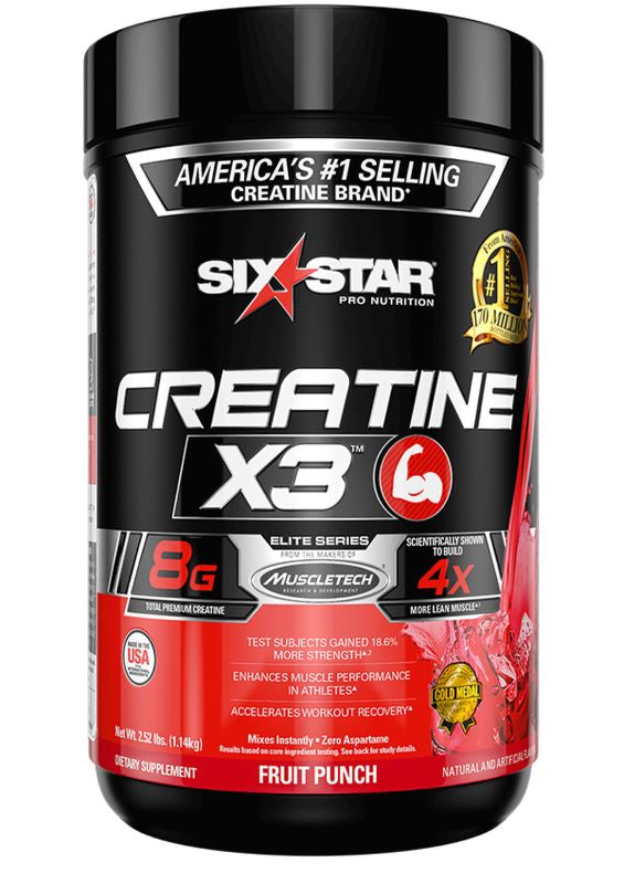 Six Star Pro Nutrition Creatine X3, Fruit Punch - 1140 grams