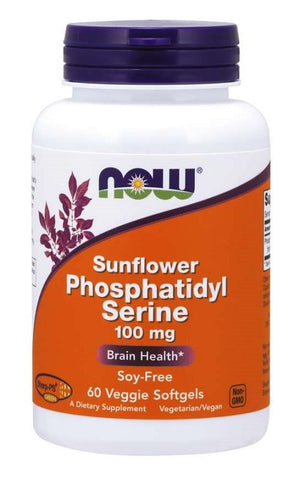 NOW Foods Sunflower Phosphatidyl Serine, 100mg - 60 veggie softgels