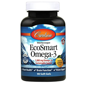 Carlson Labs EcoSmart Omega-3, 1000mg Natural Lemon - 90 softgels