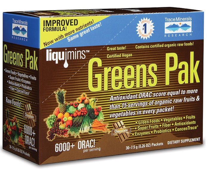 Trace Minerals Greens Pak, Chocolate - 30 packets