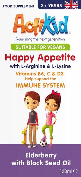 ActiKid Happy Appetite Immune System, Elderberry with Black Seed Oil - 120 ml.