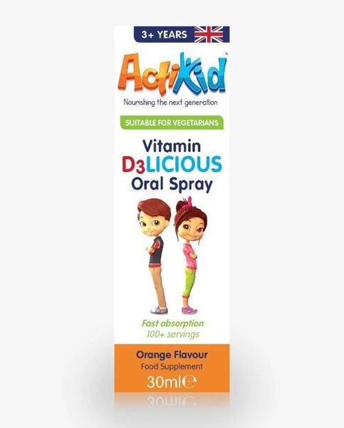 ActiKid Vitamin D3LICIOUS Oral Spray, Orange - 30 ml.