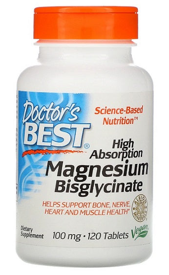 Doctor's Best High Absorption Magnesium Bisglycinate, 100mg - 120 tablets