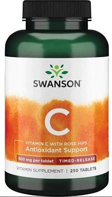 Swanson Vitamin C with Rose Hips - Timed-Release, 500mg - 250 tablets