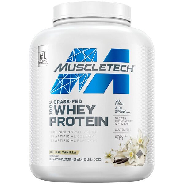 MuscleTech Grass-Fed 100% Whey Protein, Deluxe Vanilla - 2070 grams
