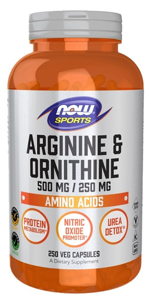 NOW Foods Arginine & Ornithine, 500/250 - 250 caps