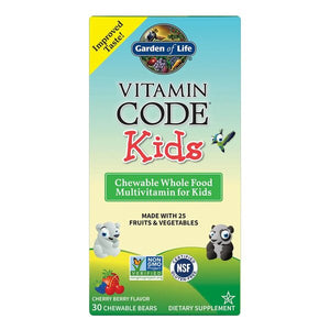 Garden of Life Vitamin Code Kids, Chewable Whole Food Multivitamin For Kids - 30 chewable bears
