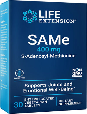 Life Extension SAMe S-Adenosyl-Methionine, 400mg - 30 enteric coated tabs